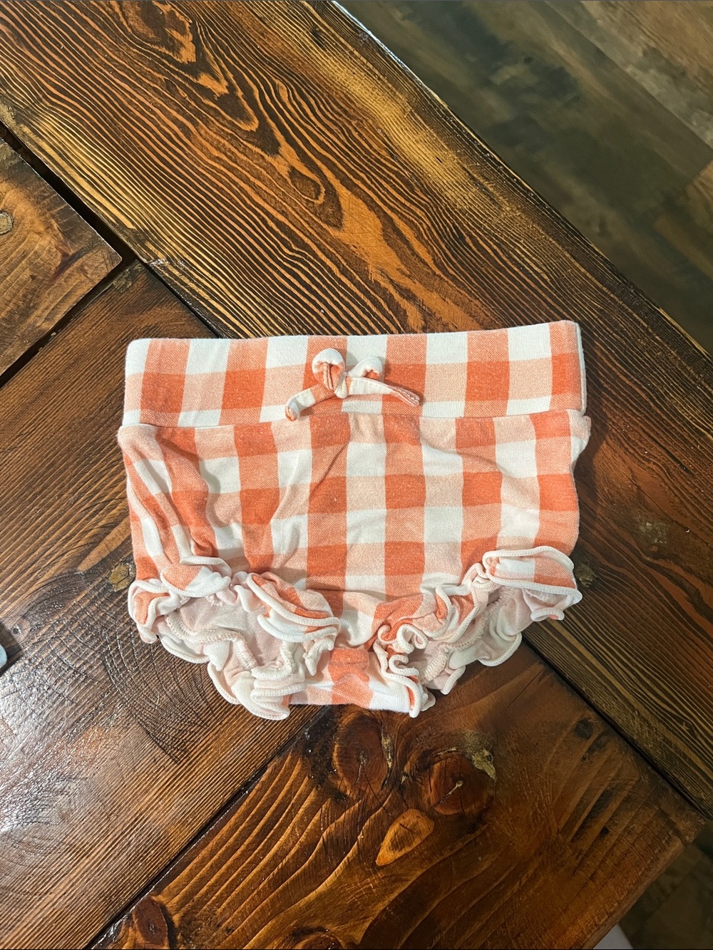 Angel Dear Orange and White Gingham Ruffle Diaper Cover